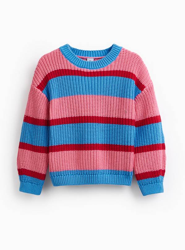 Blue & Pink Striped Knitted Jumper 6 years